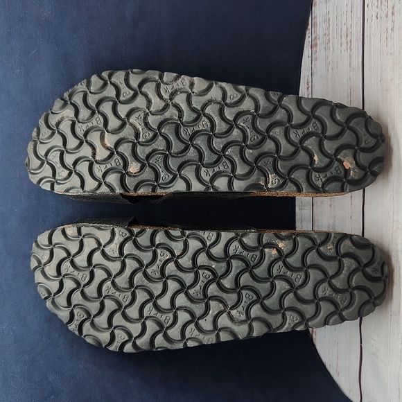 Birkenstock Siena Exquisite Suede Leather Sandals Black Metallic Women's Size 10 - Picture 8 of 8